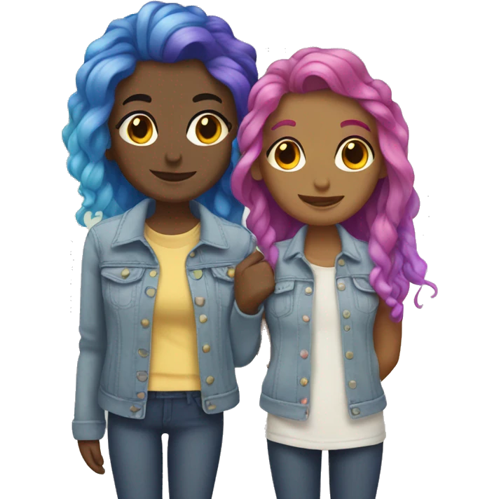 Lesbian couple with rainbow hair emoji