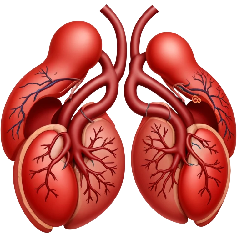 pair of kidneys with detailed blood vessels emoji