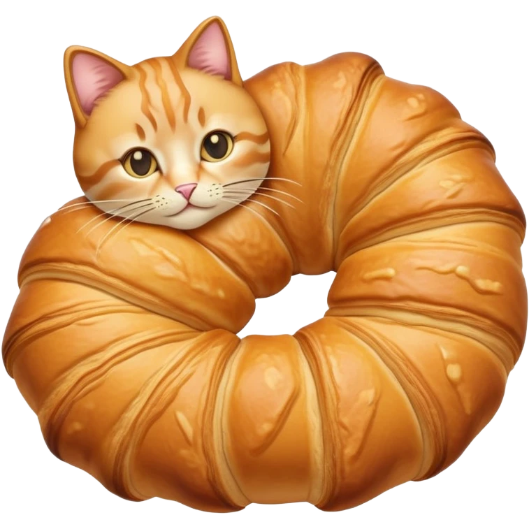 cat shaped like a croissant emoji