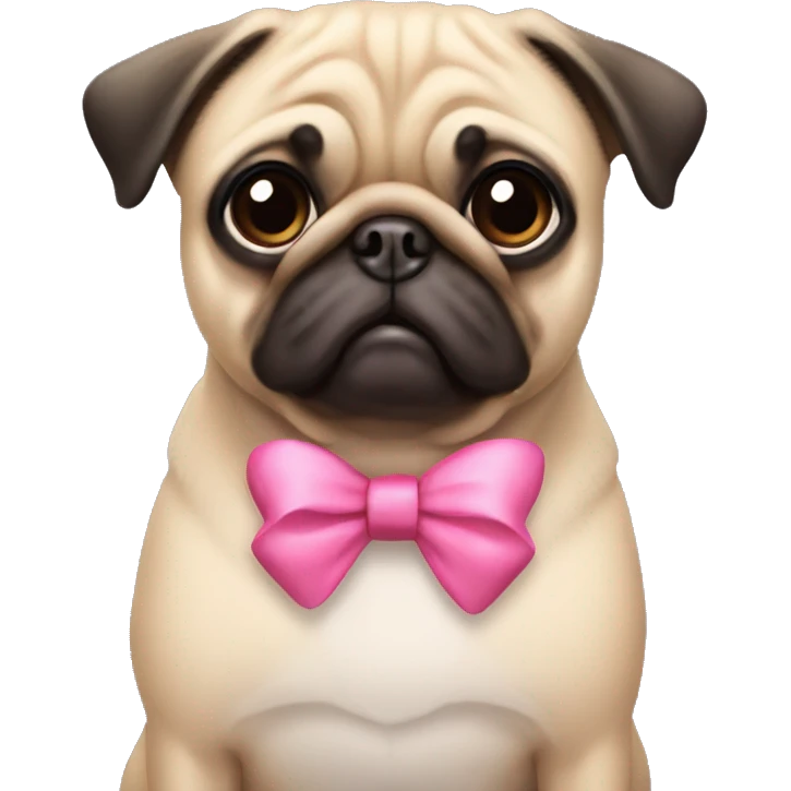 Pug with a pink bow on his head emoji
