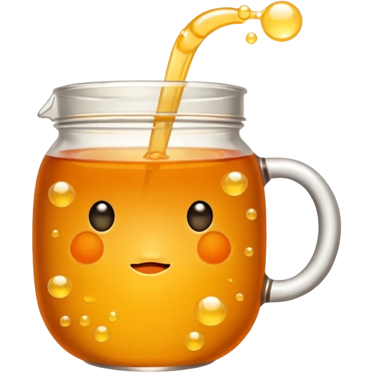 Make a orange tea boba with yellow bubbles cartoon no face emoji