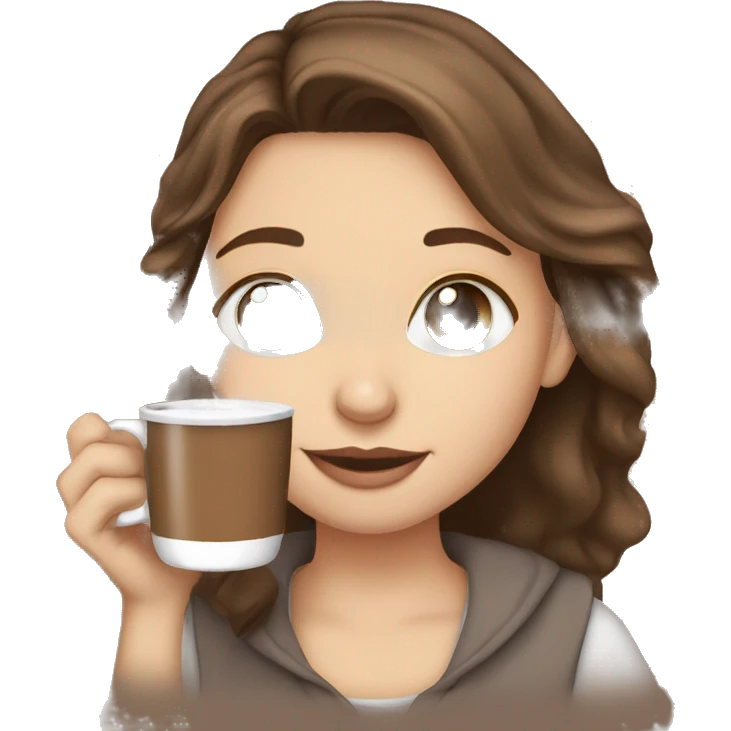 Brown hair white girl drinking hot coco emoji