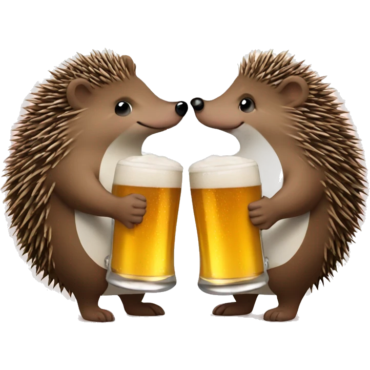 two cute hedgehogs in love drinking beer and love each other  emoji