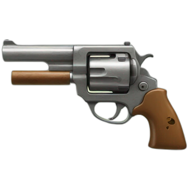 A cartoony angry coconut shooting gun emoji