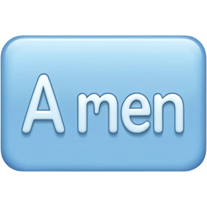 light blue word "AMEN" simple font in rectangle emoji