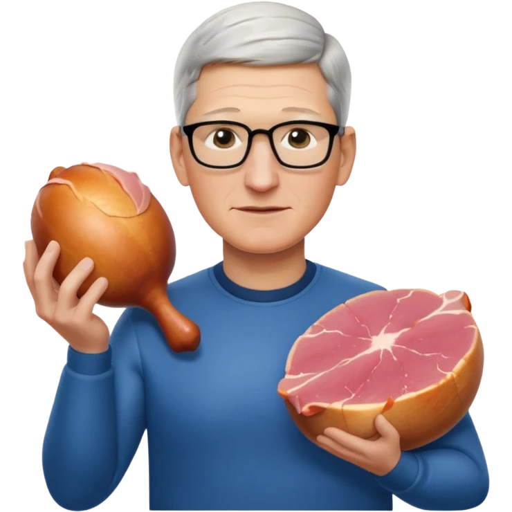 Tim Cook holding a ham emoji