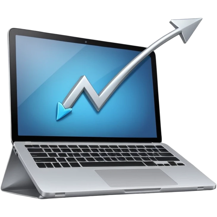 laptop with an upward arrow above it emoji