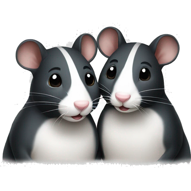 Two black and white rats emoji