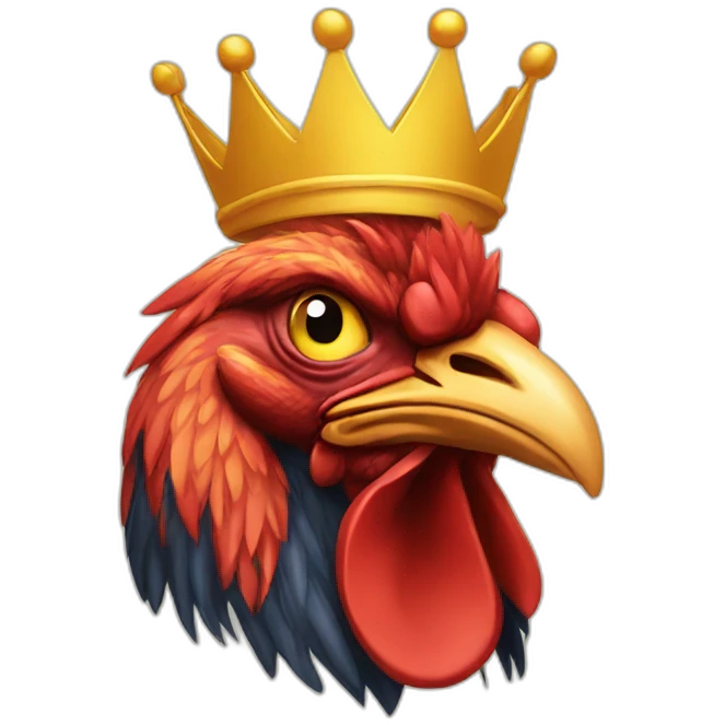 angry rooster having a crown on his head emoji