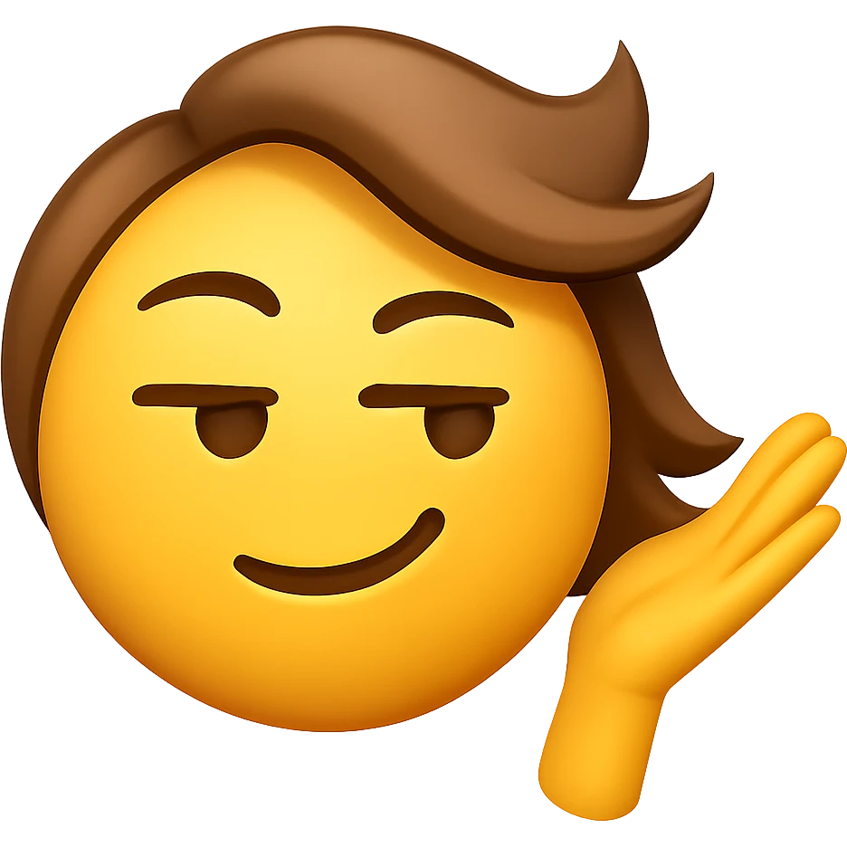 slay emoji, hair flip, confident expression, no background emoji