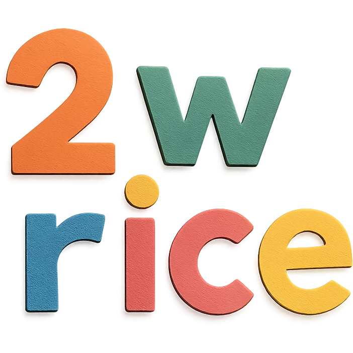 '2 w rice' text in paper craft style emoji