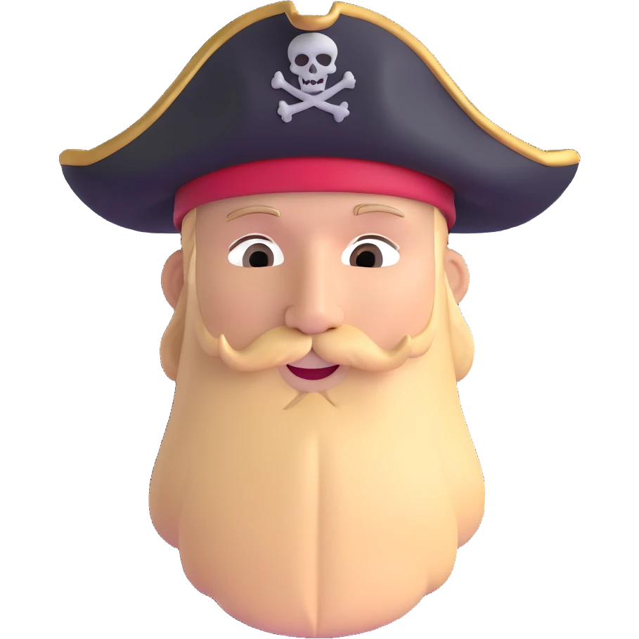 pirate captain with tricorn hat and beard emoji