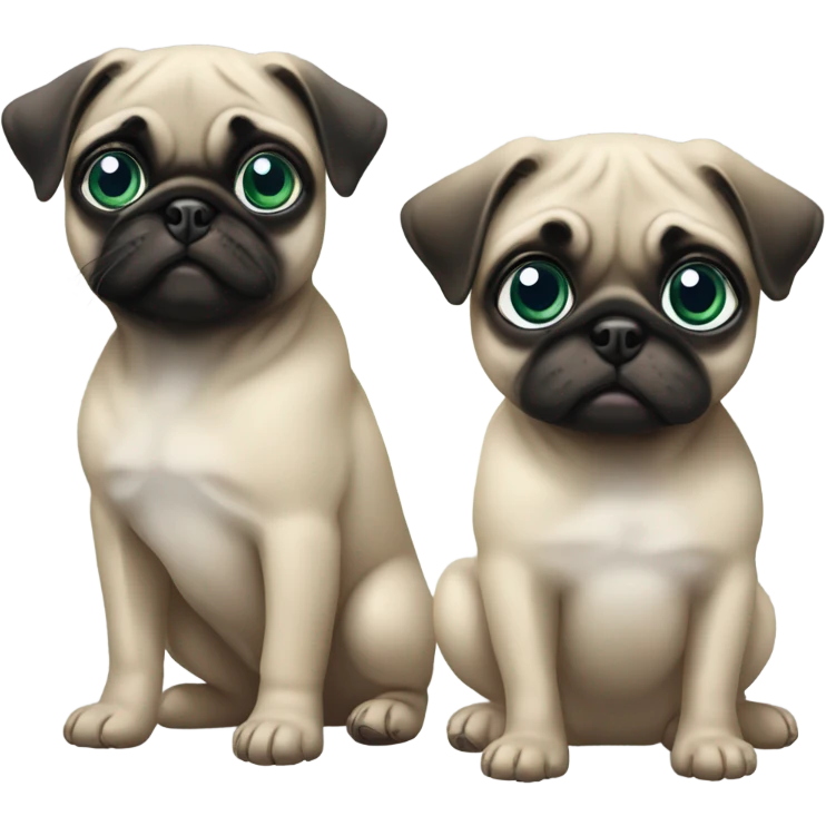 2 Baby pugs 1 with green eyes and 1 with blue  emoji