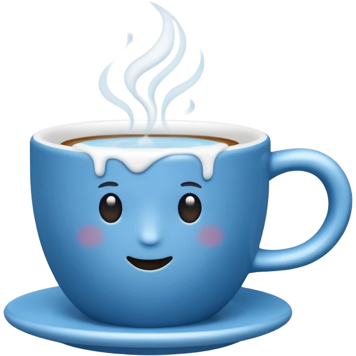 blue coffee cup with steam, no face emoji