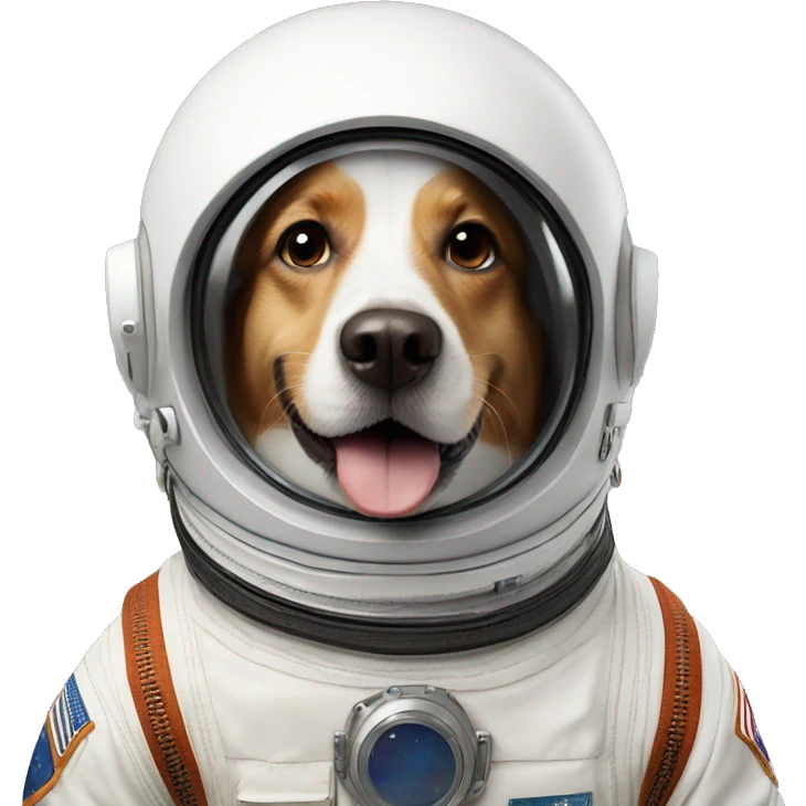 happy dog in an astronaut helmet emoji