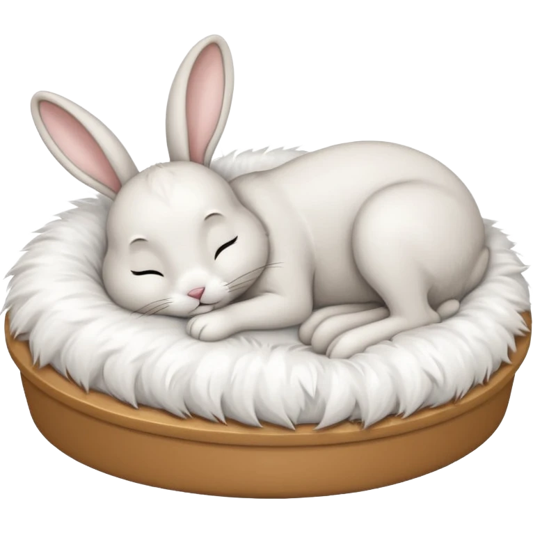 cartoon rabbit sleeping soundly in a big bed with its eyes closed emoji