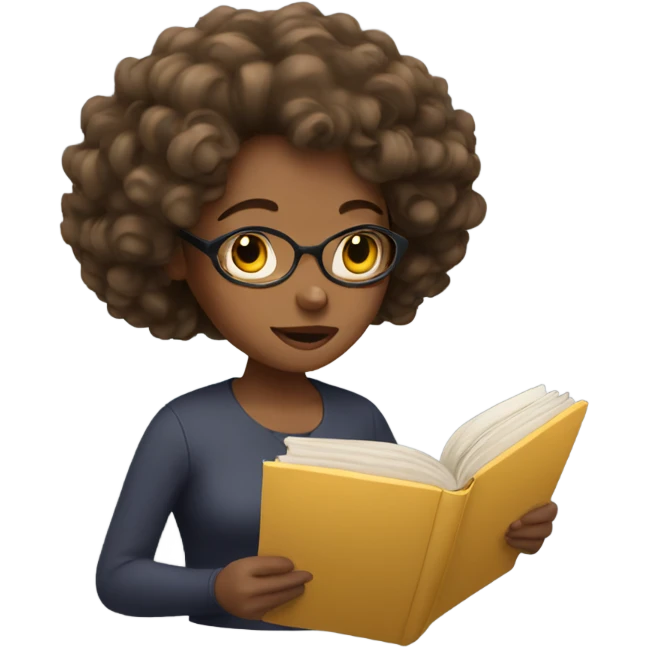 woman with curly hair reading emoji
