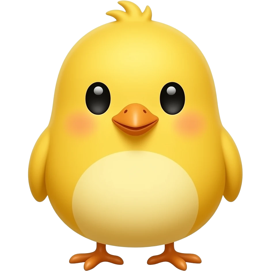 lovable small yellow bird looking at the camera. the image must be a transparent .png emoji
