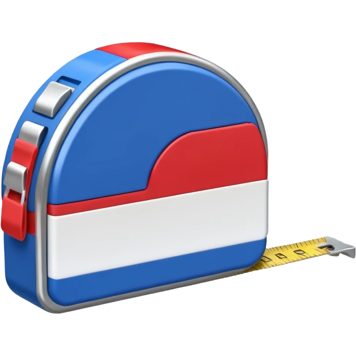 Create my a cartoon/realistic tape measure thats red white and blue. Do not include any yellow. emoji