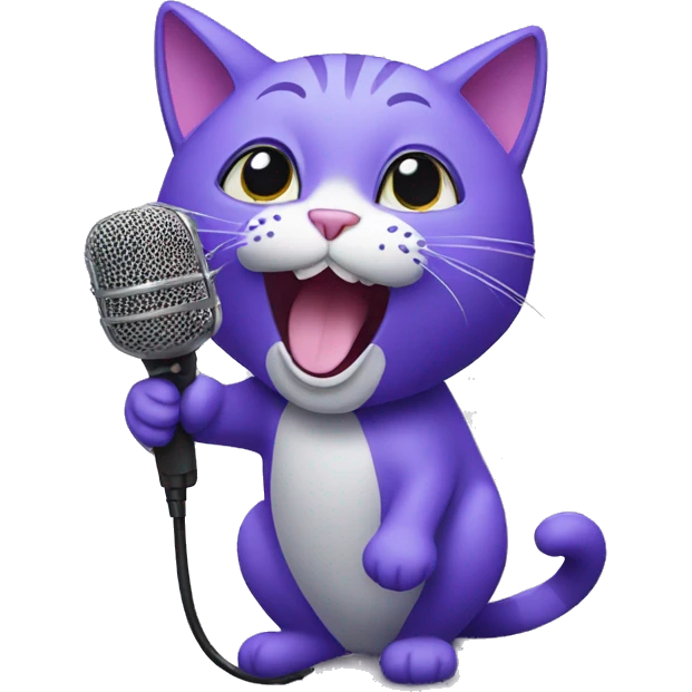 purple Cat singing, microphone emoji