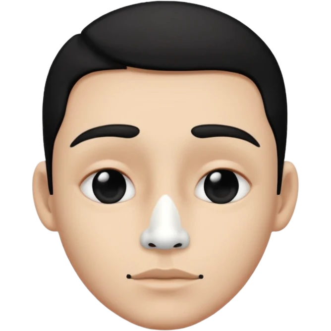 he has all black face but in the middle and nose part is white emoji