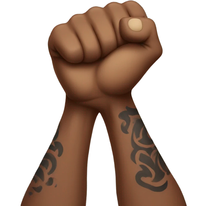 Flexing brown arm with tattoos emoji