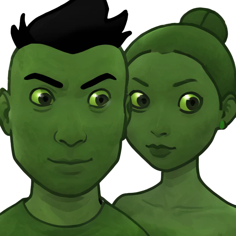 Asian man and black girl emoji