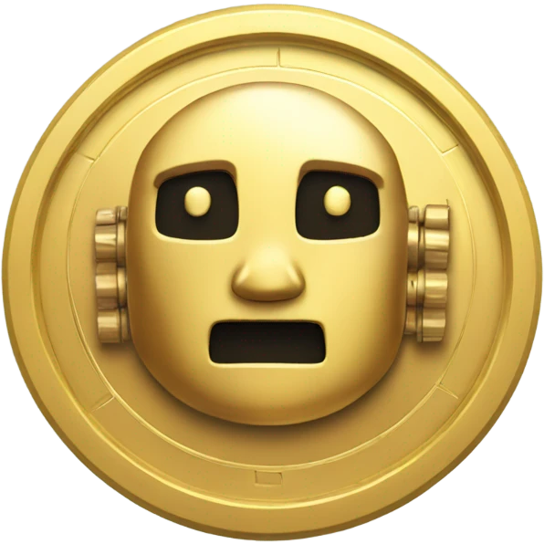 golden coin with robot design emoji