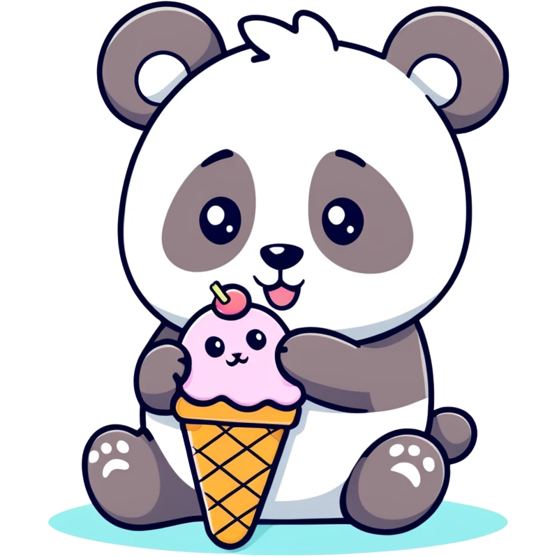 Panda eating ice cream emoji