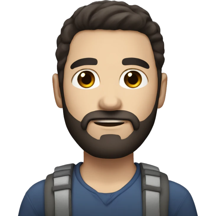 dark hair guy with beard and white skin dark brown eyes emoji