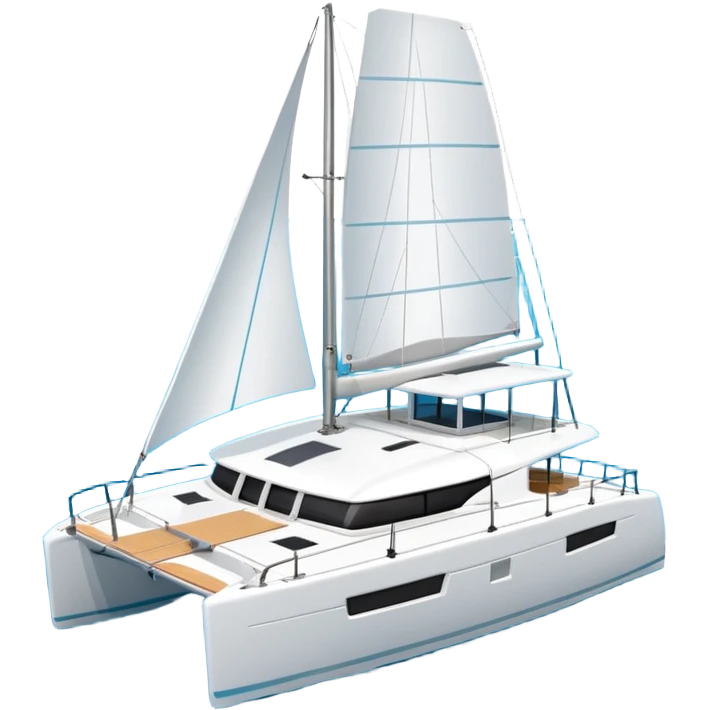 catamaran that looks like a lagoon 42 on a white background. Just the catamaran with no wording on the boat emoji