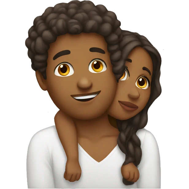 Brown girl kissing white man emoji