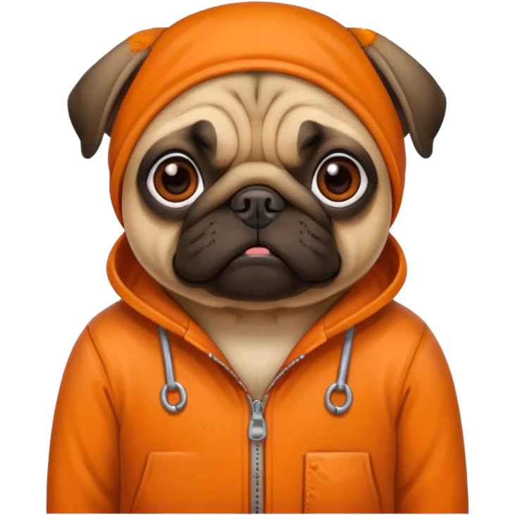 Pug in prison with orange jumpsuit emoji