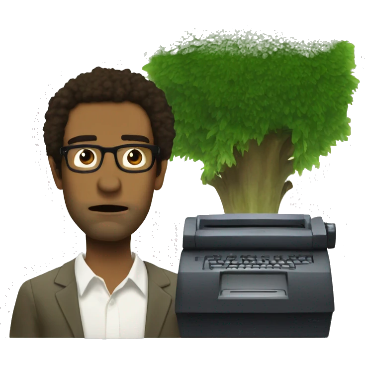 Moss from the IT crowd typing on computer emoji
