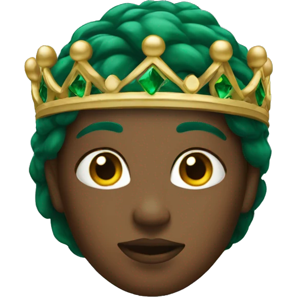 A dark emerald woman with a crown head emoji
