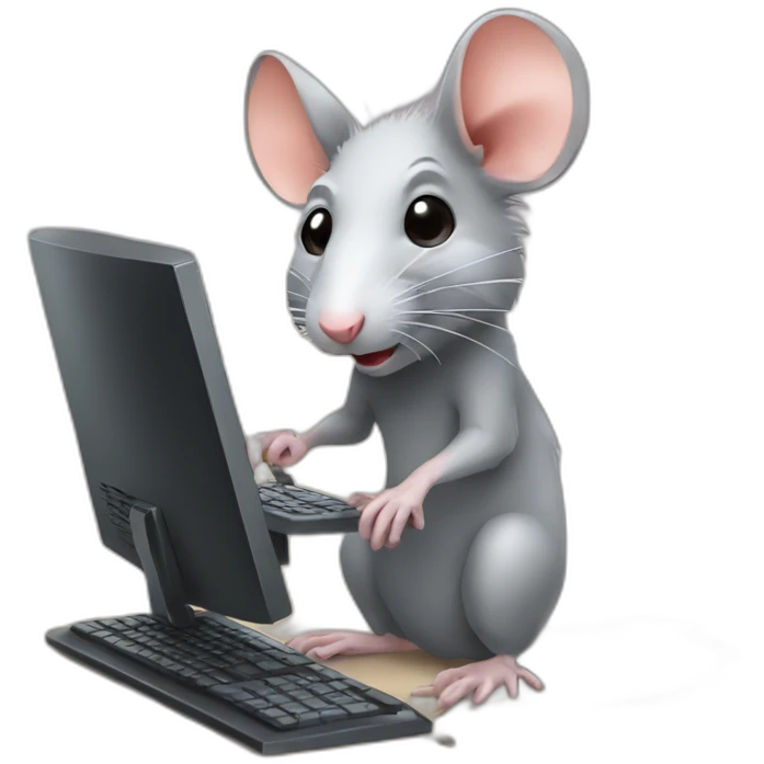 Rat using a computer emoji
