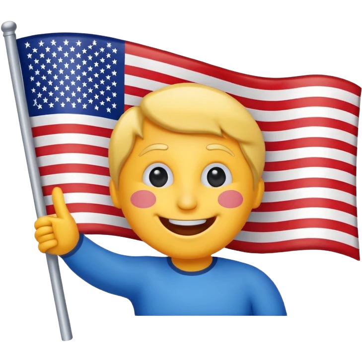 waving American flag emoji with happy face for the Fourth of July emoji