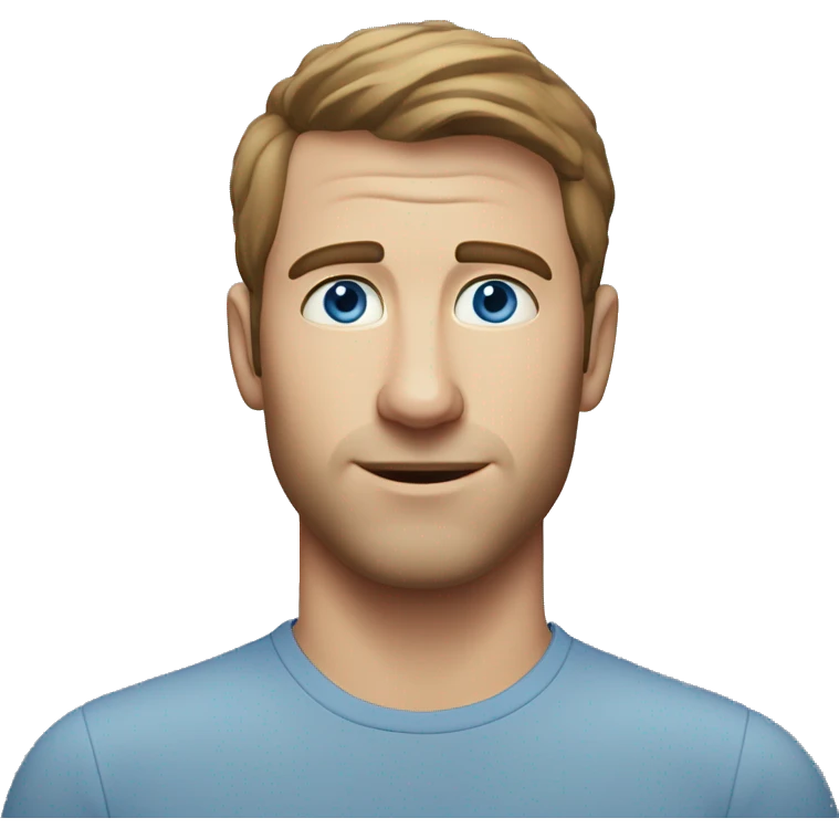 A head and shoulders shot of a 33 year old white man, with short brown hair,   with blue eyes wearing a t-shirt. emoji