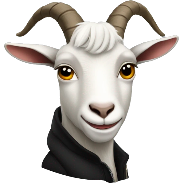 Goat in black puffy coat driving black HummerEV emoji
