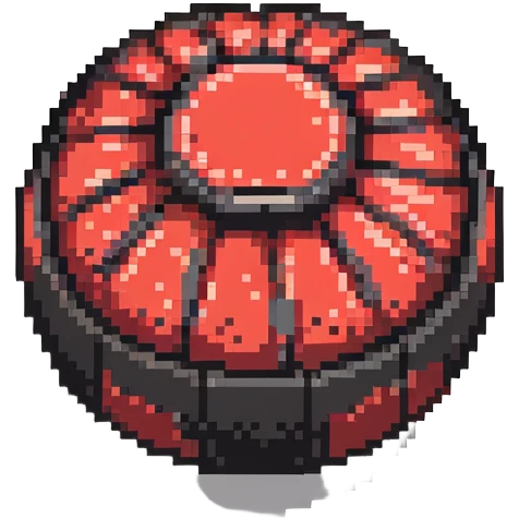 Red digital bomb, round bomb body with red highlights and details, no timer, fierce design, pixel art style emoji
