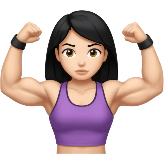 Girl with black hair and big muscles  emoji