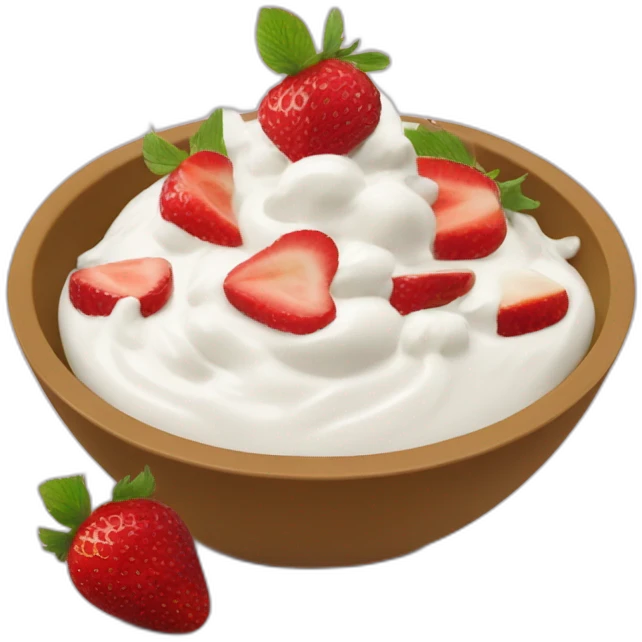 Greek yogurt bowl with strawberries, grapes and apple pieces  emoji