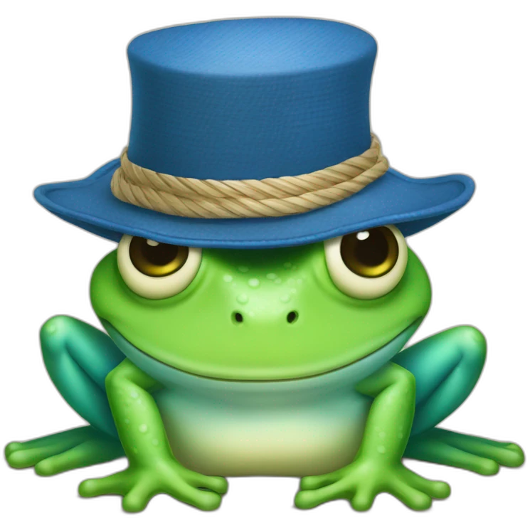 Grenouille bleu avec un chapeau de paille emoji