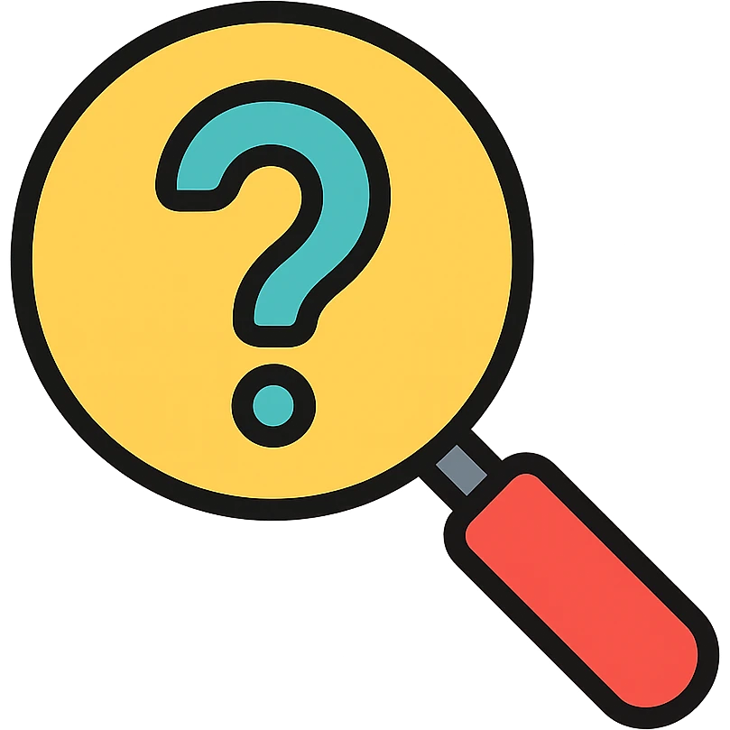 a magnifying glass with a question mark inside emoji