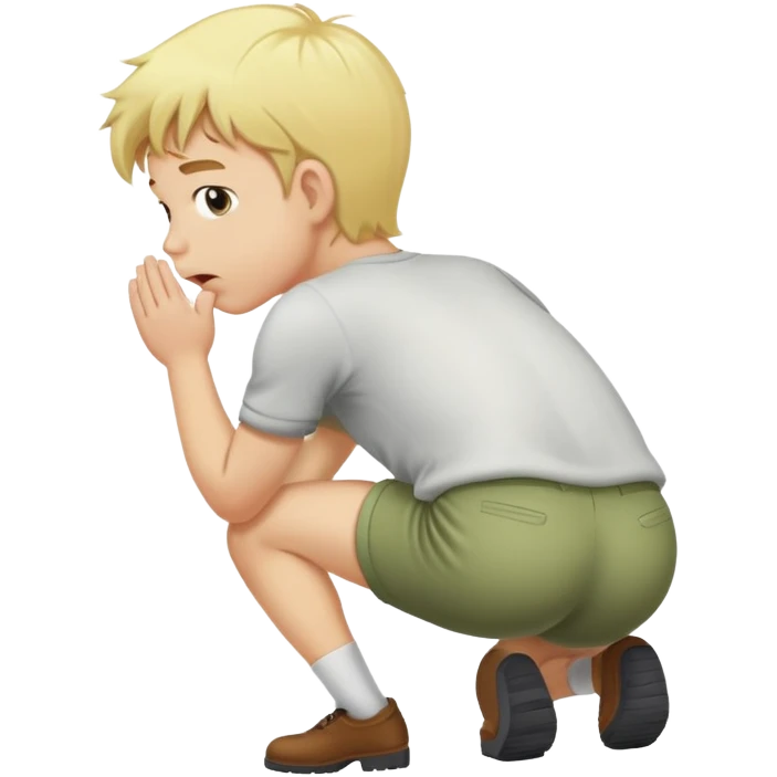 blonde boy bent over farting from butt emoji