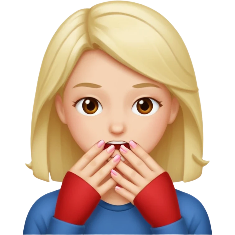 blushing and biting nails emoji