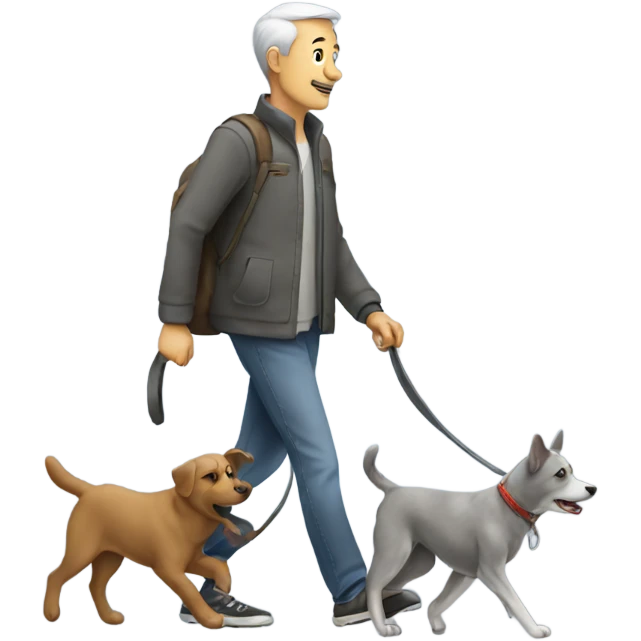 Man walking a grey dog emoji