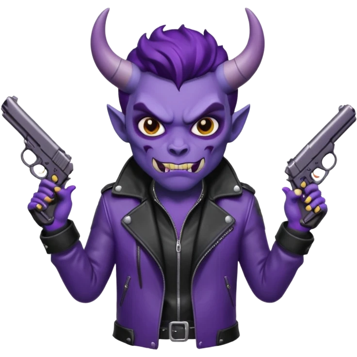 Diablo morado garrando dos pistolas  emoji