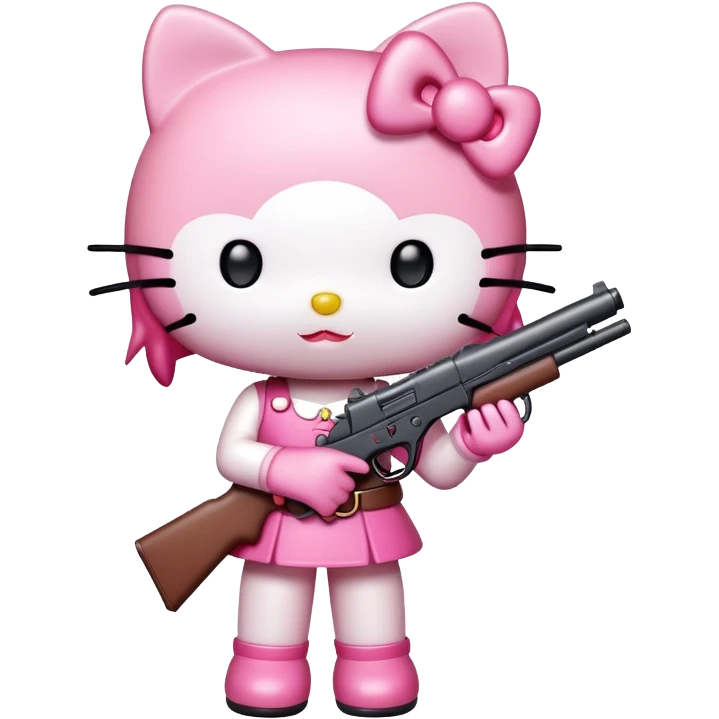 Hello kitty whit a gun  emoji