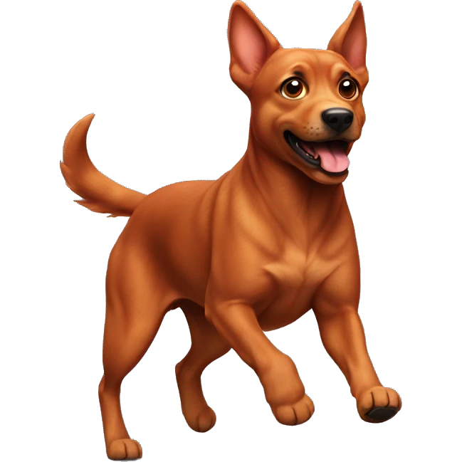 realistic solid red dog with pointed ears running emoji